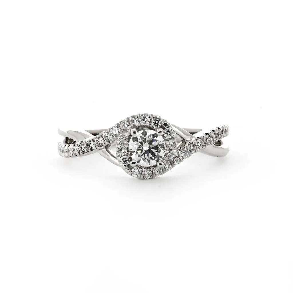 0.59ctw Diamond Engagement Ring   Halo Twist