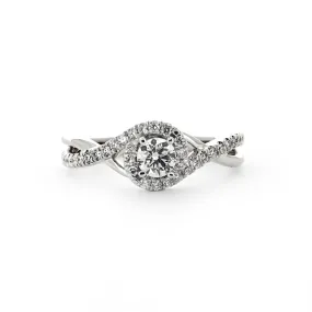 0.59ctw Diamond Engagement Ring   Halo Twist