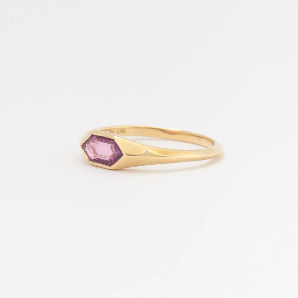 1.00 ct Pink Sapphire Hexagon Signet Ring