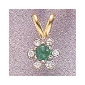 14k Emerald and Diamond Flower Pendant