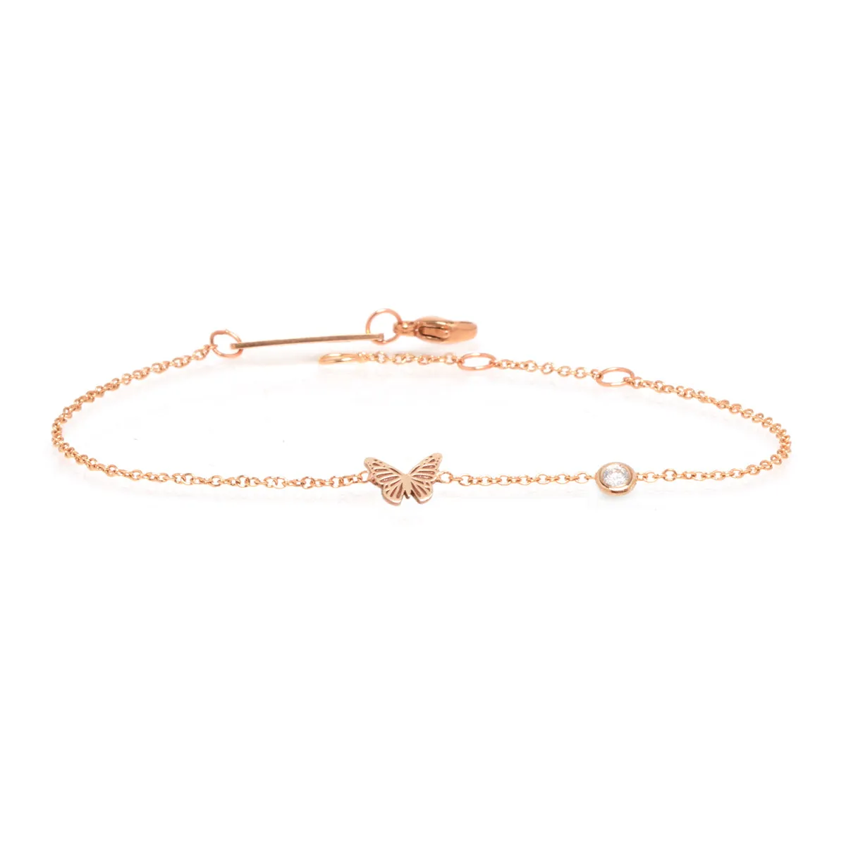 14k Itty Bitty Butterfly Bracelet with Floating Diamond