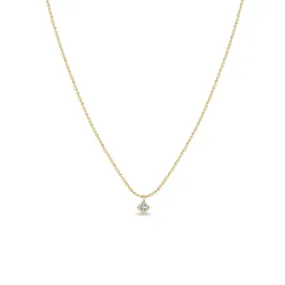 14k Princess Diamond Tube Bar Chain Necklace