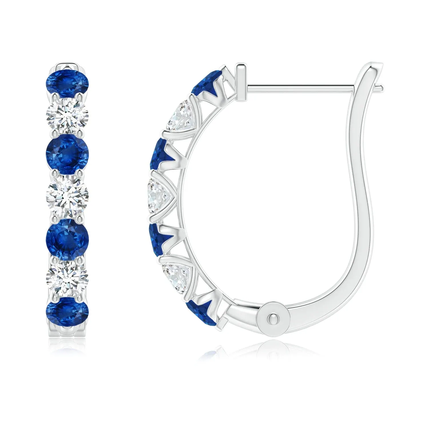 1.5 CT. Lab-Grown Sapphire and Moissanite Diamond Hoop Earrings