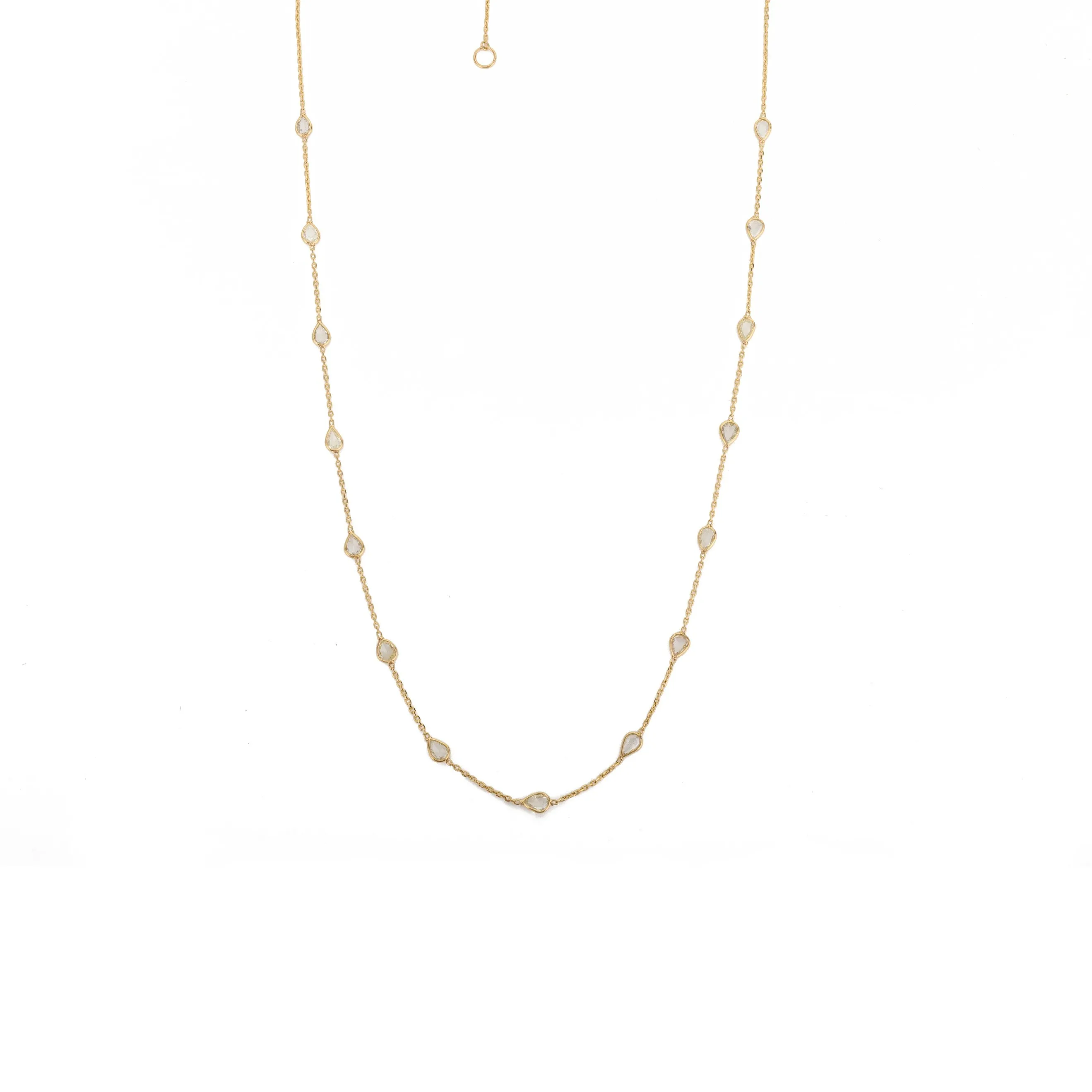 18K Gold Uncut Diamond Station Necklace