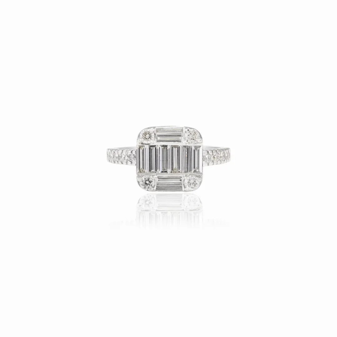 18K White Gold Diamond Baguette Ring