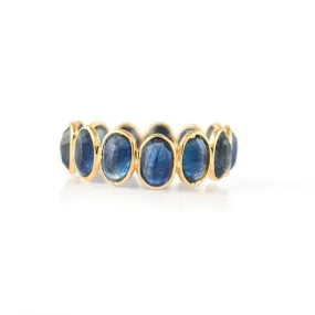 18K Yellow Gold Blue Sapphire Eternity Band