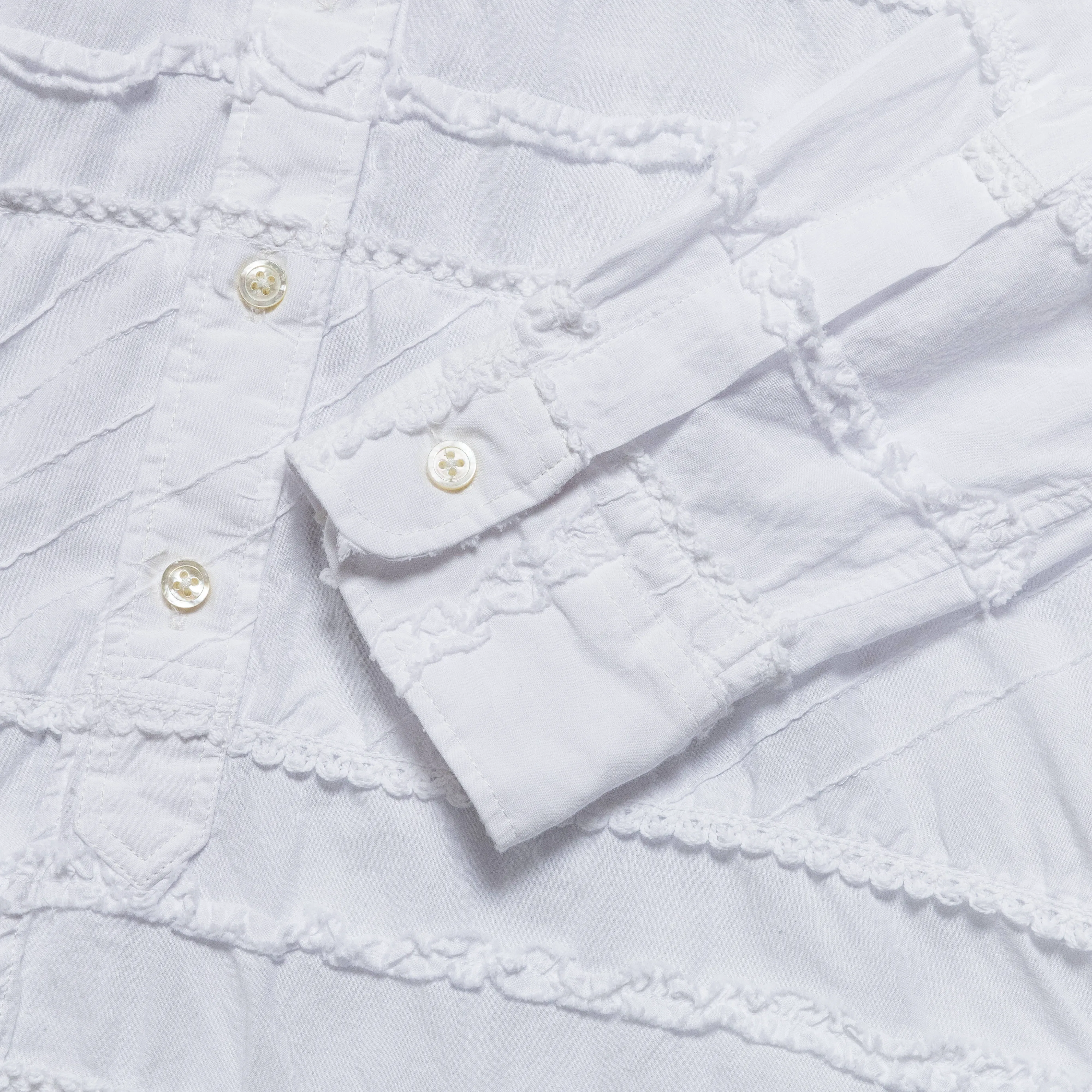 19 Century BD Shirt - White Cotton Mixed Patchwork