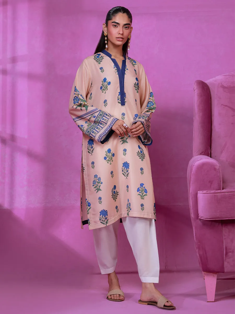 1pc - Stitched Basic Printed Lawn Silk Shirt