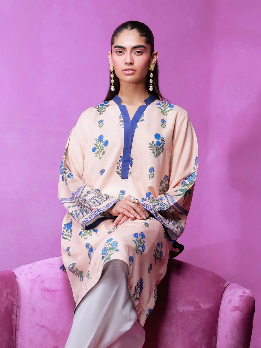 1pc - Stitched Basic Printed Lawn Silk Shirt