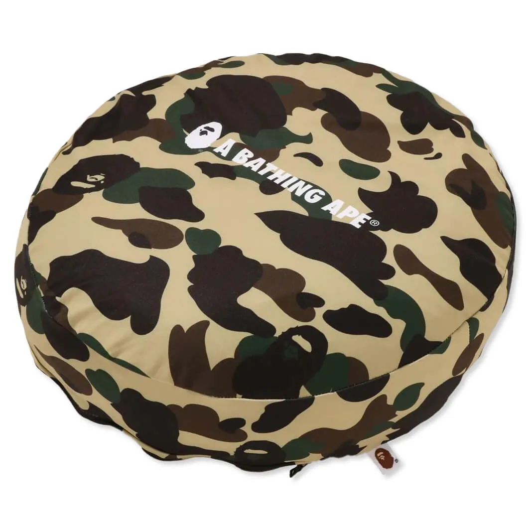 1st Camo Circle Fluffy Beads Cushion - Yellow