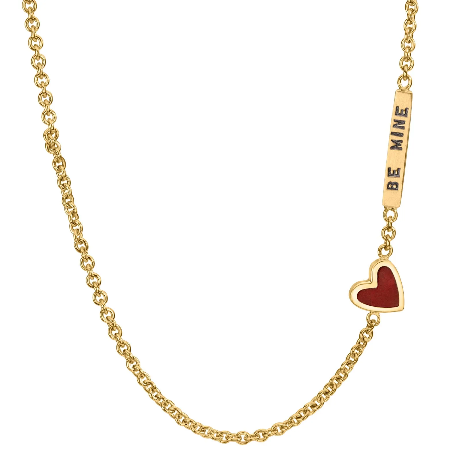 2mm Gold Be Mine Enamel Heart Chain