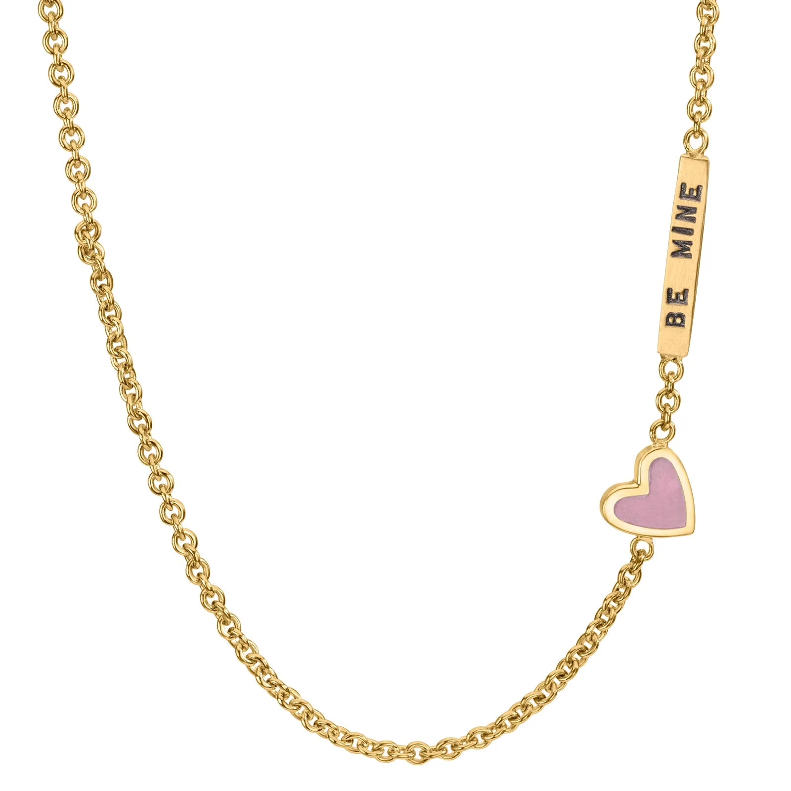 2mm Gold Be Mine Enamel Heart Chain