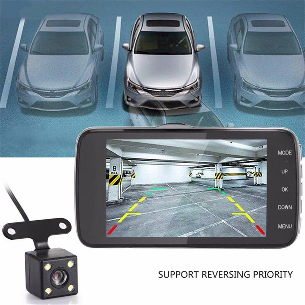 4 Inch LCD Screen 170 Degree Dash Cam Dual Lens HD 1080P Camera Car DVR Vehicle Video Recorder G-Sensor Parking Monitor