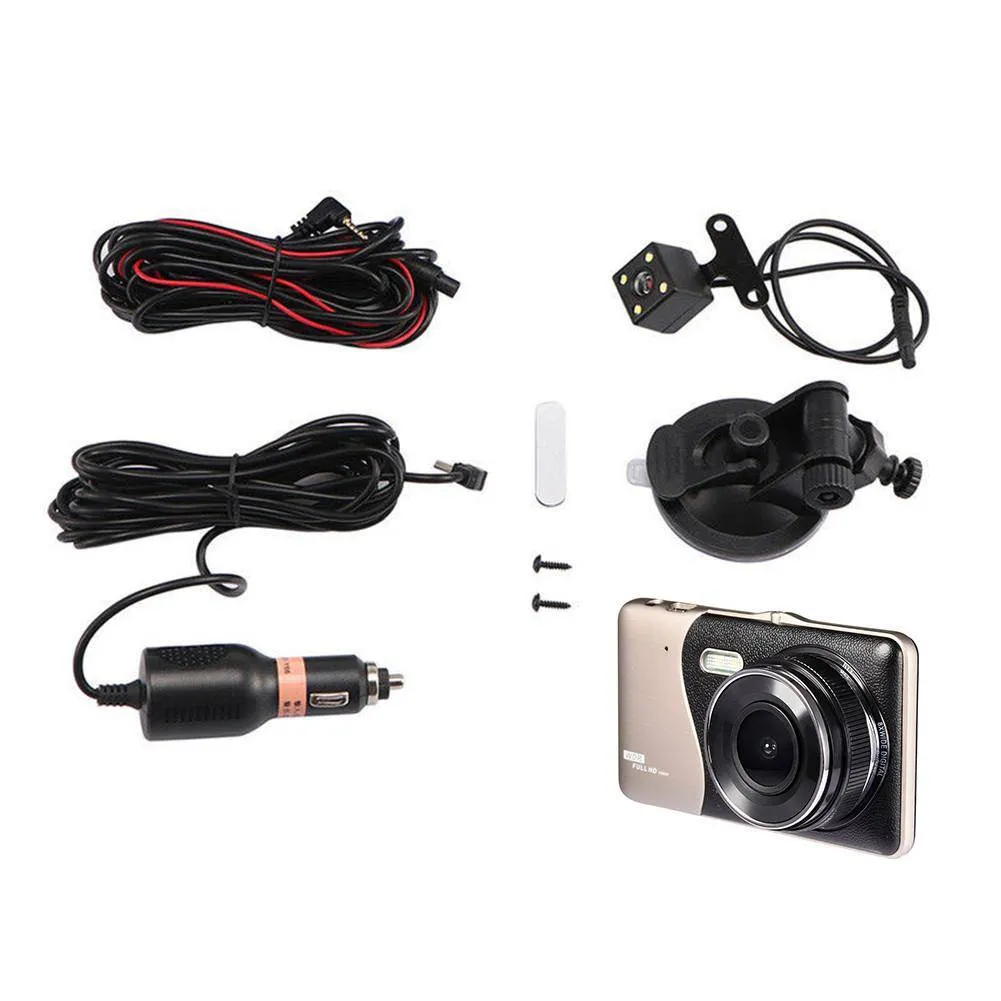 4 Inch LCD Screen 170 Degree Dash Cam Dual Lens HD 1080P Camera Car DVR Vehicle Video Recorder G-Sensor Parking Monitor