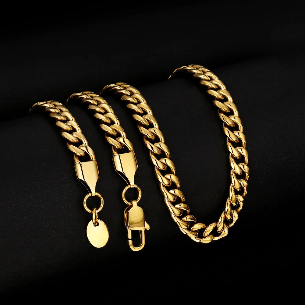 6mm Miami Cuban Link Chain KRKC with Lobster Clasp in 18K Gold / White Gold