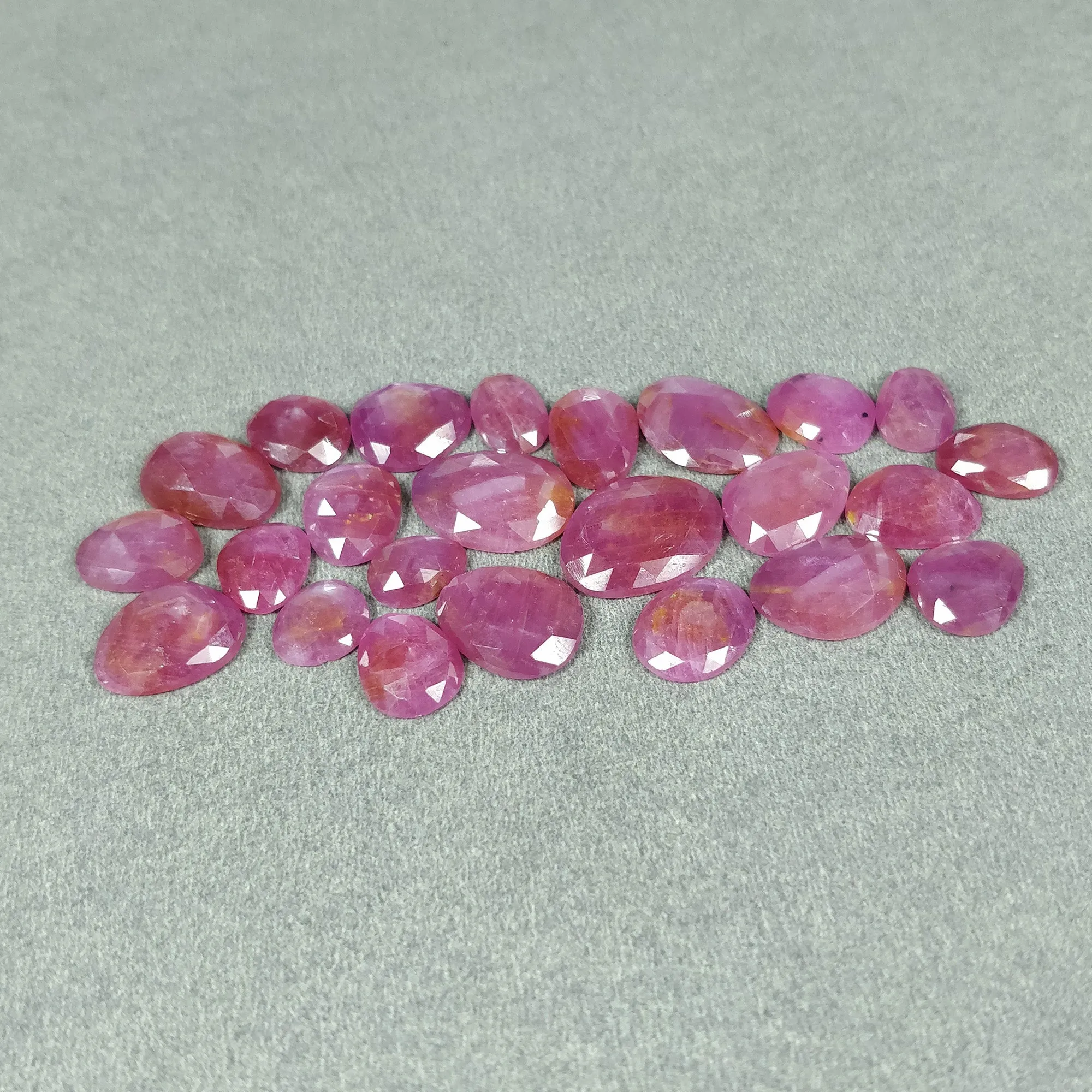 82.00cts Natural Untreated Raspberry Sheen PINK SAPPHIRE Gemstone September Birthstone Uneven Shape Rose Cut 9*7mm - 15*12mm 24pcs