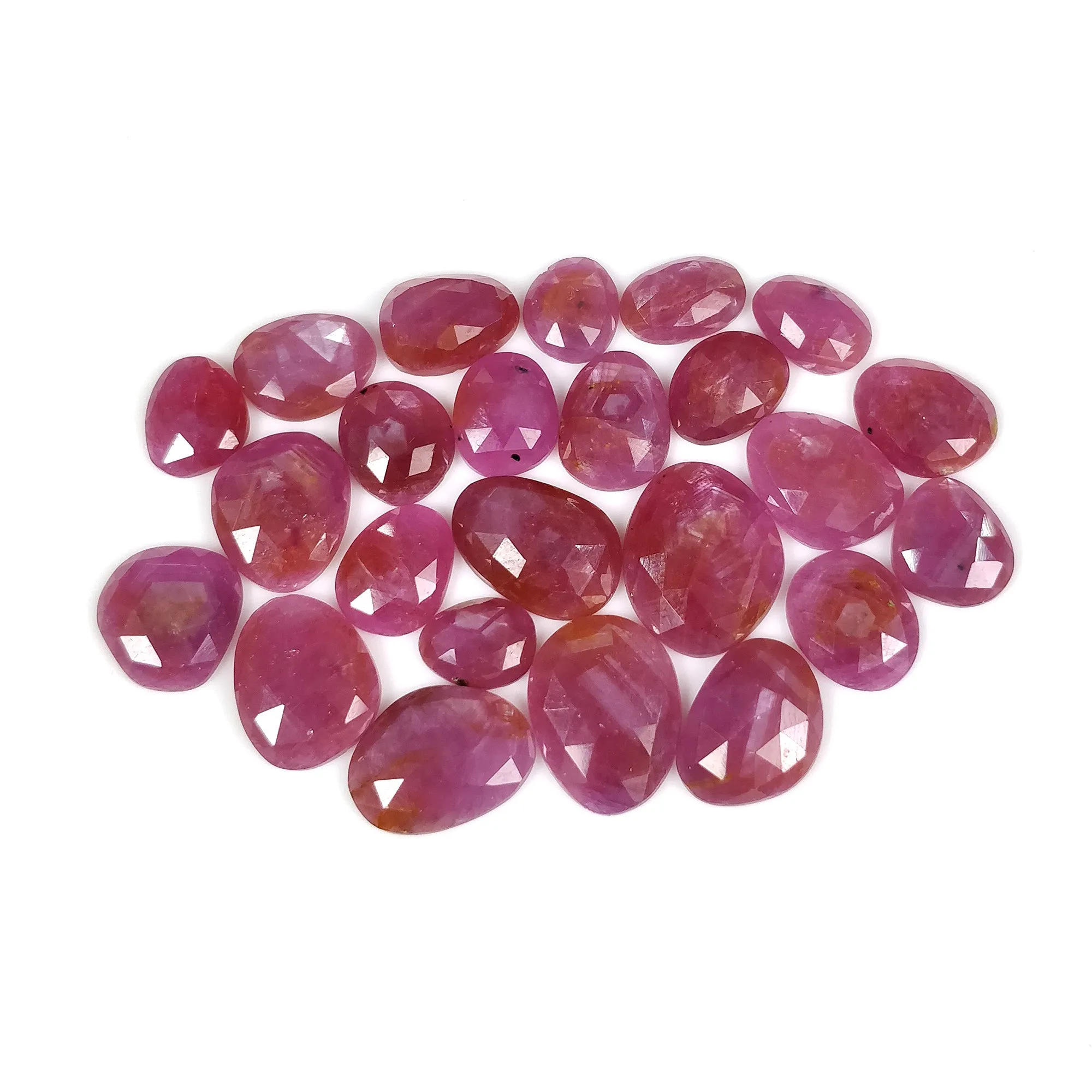 82.00cts Natural Untreated Raspberry Sheen PINK SAPPHIRE Gemstone September Birthstone Uneven Shape Rose Cut 9*7mm - 15*12mm 24pcs