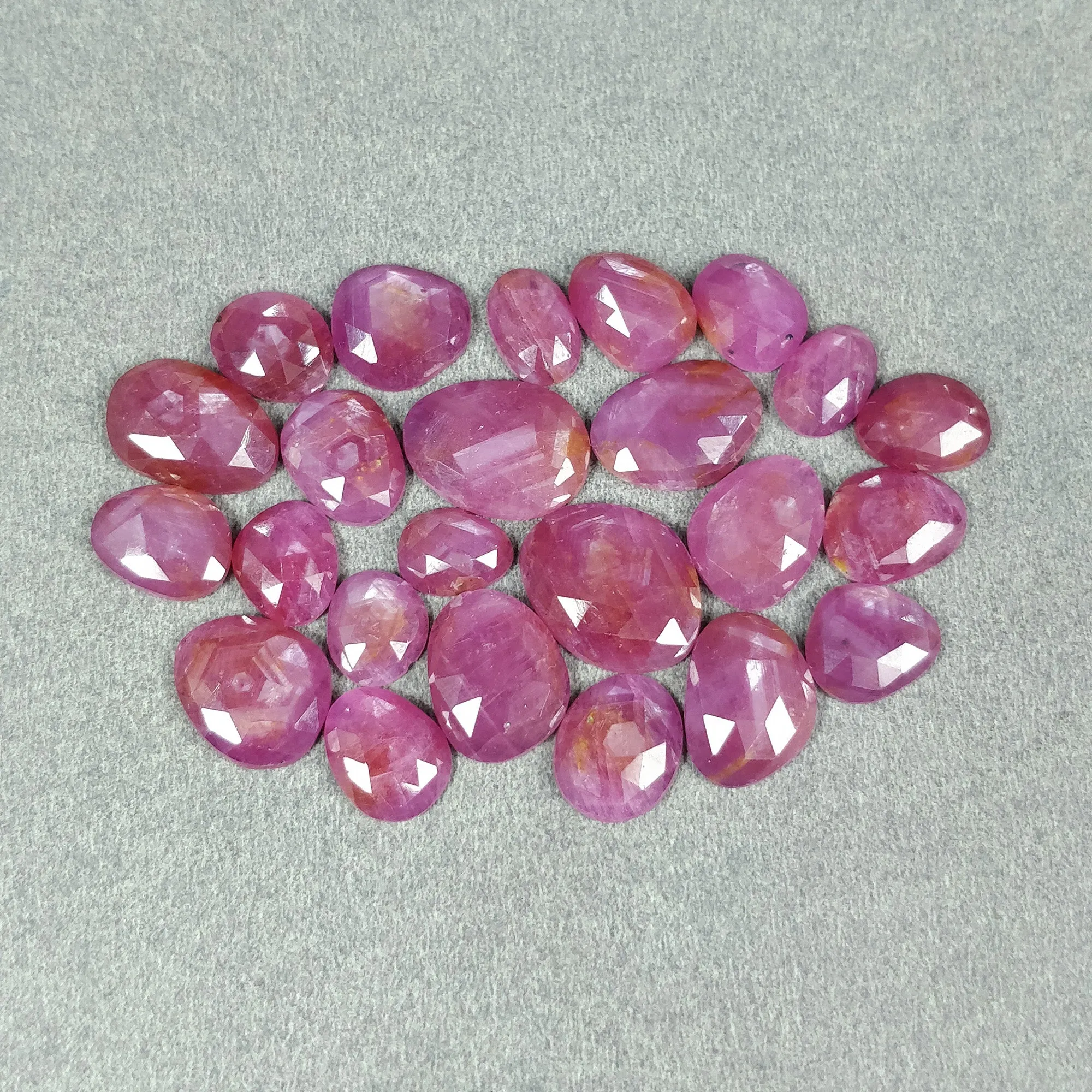 82.00cts Natural Untreated Raspberry Sheen PINK SAPPHIRE Gemstone September Birthstone Uneven Shape Rose Cut 9*7mm - 15*12mm 24pcs