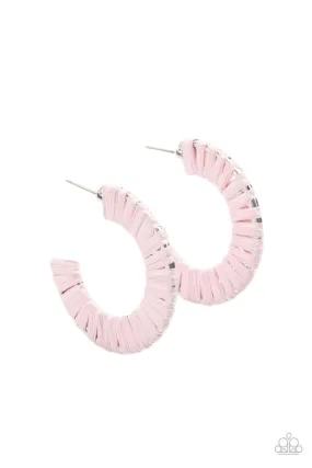 A Chance of RAINBOWS Pink Woven Hoop Earrings - Paparazzi Accessories