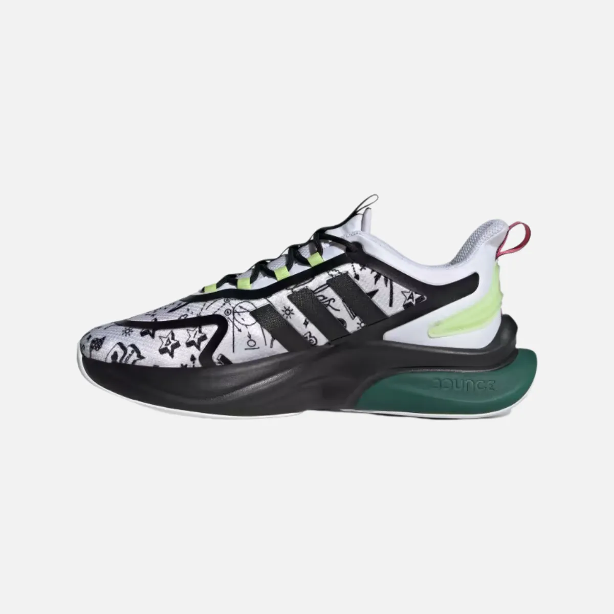 Adidas Alphabounce  Men's Lifestyle Shoes -Cloud White/Core Black/Collegiate Green