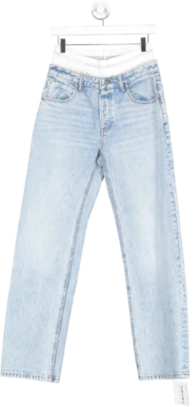 Alexander Wang Blue Logo Waistband Straight Leg Jeans W27