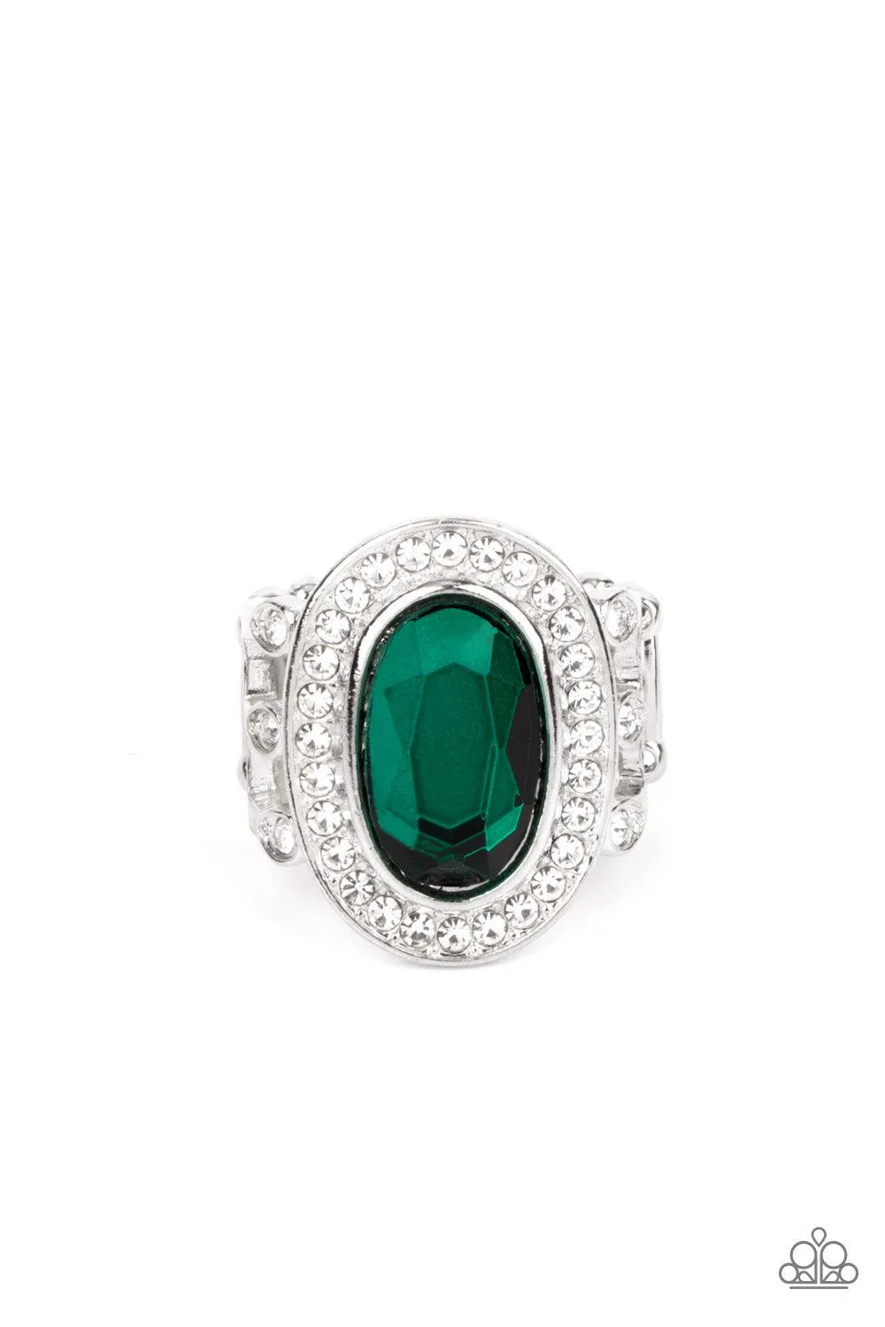 Always OVAL-achieving Green Rhinestone Ring - Paparazzi Accessories