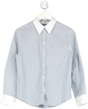 & Other Stories Blue Striped Cotton Shirt UK 6