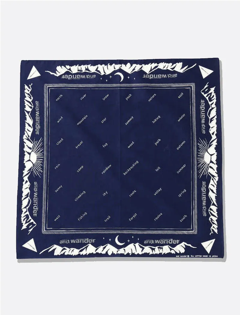 And Wander Reflective Words Bandanna Navy