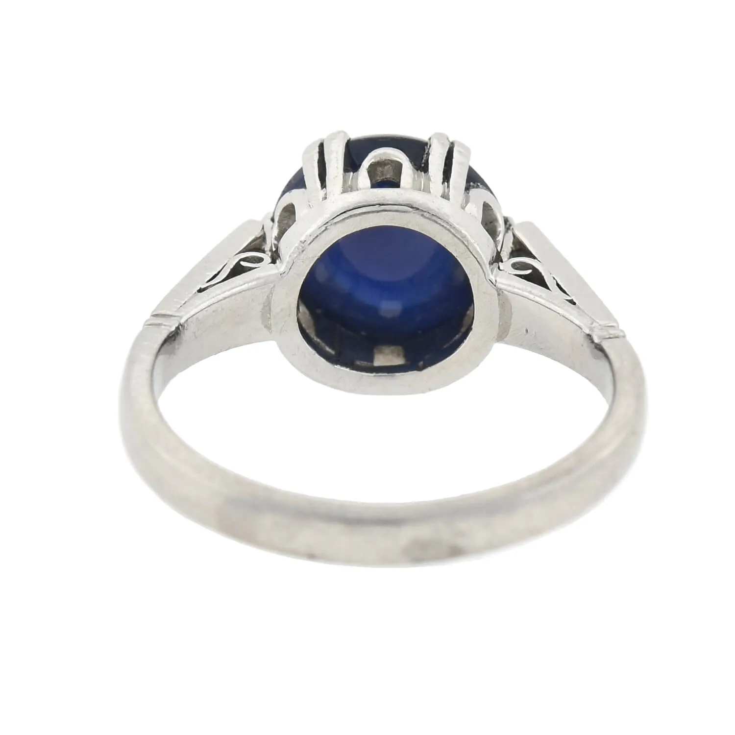 Art Deco Platinum Sapphire Cabochon   Diamond Ring 2.25ctw center