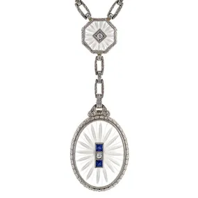 Art Deco Rock Crystal, Diamond & Sapphire Necklace