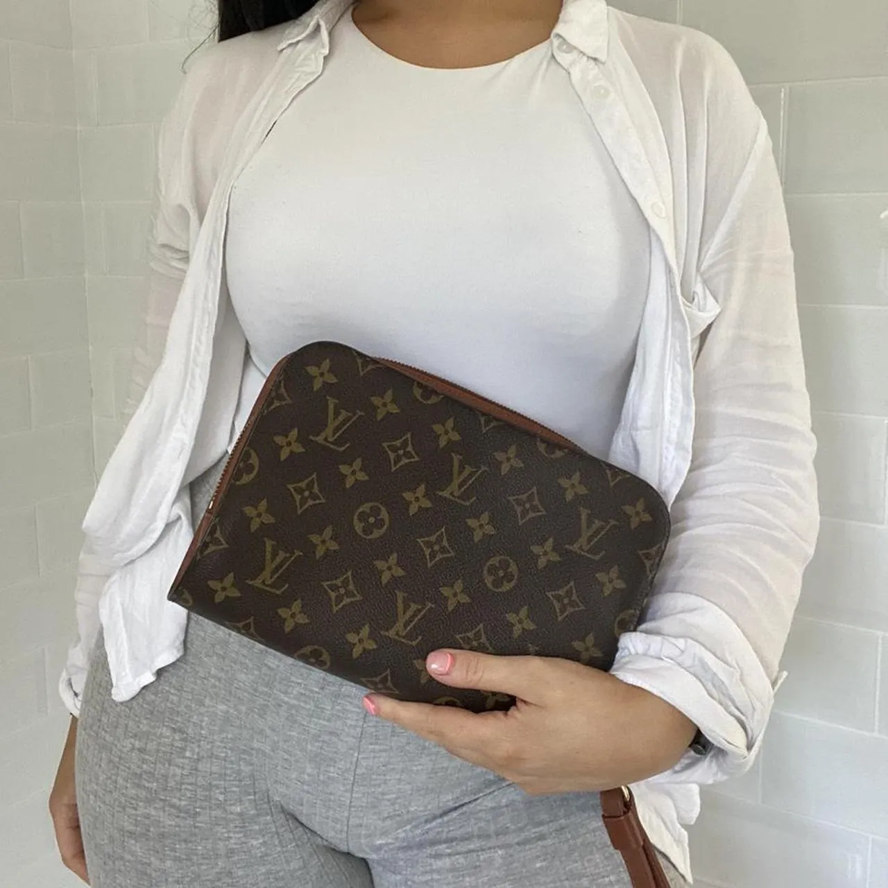 Authentic Rare Louis Vuitton M51790 Monogram Orsay Clutch Bag Pouch