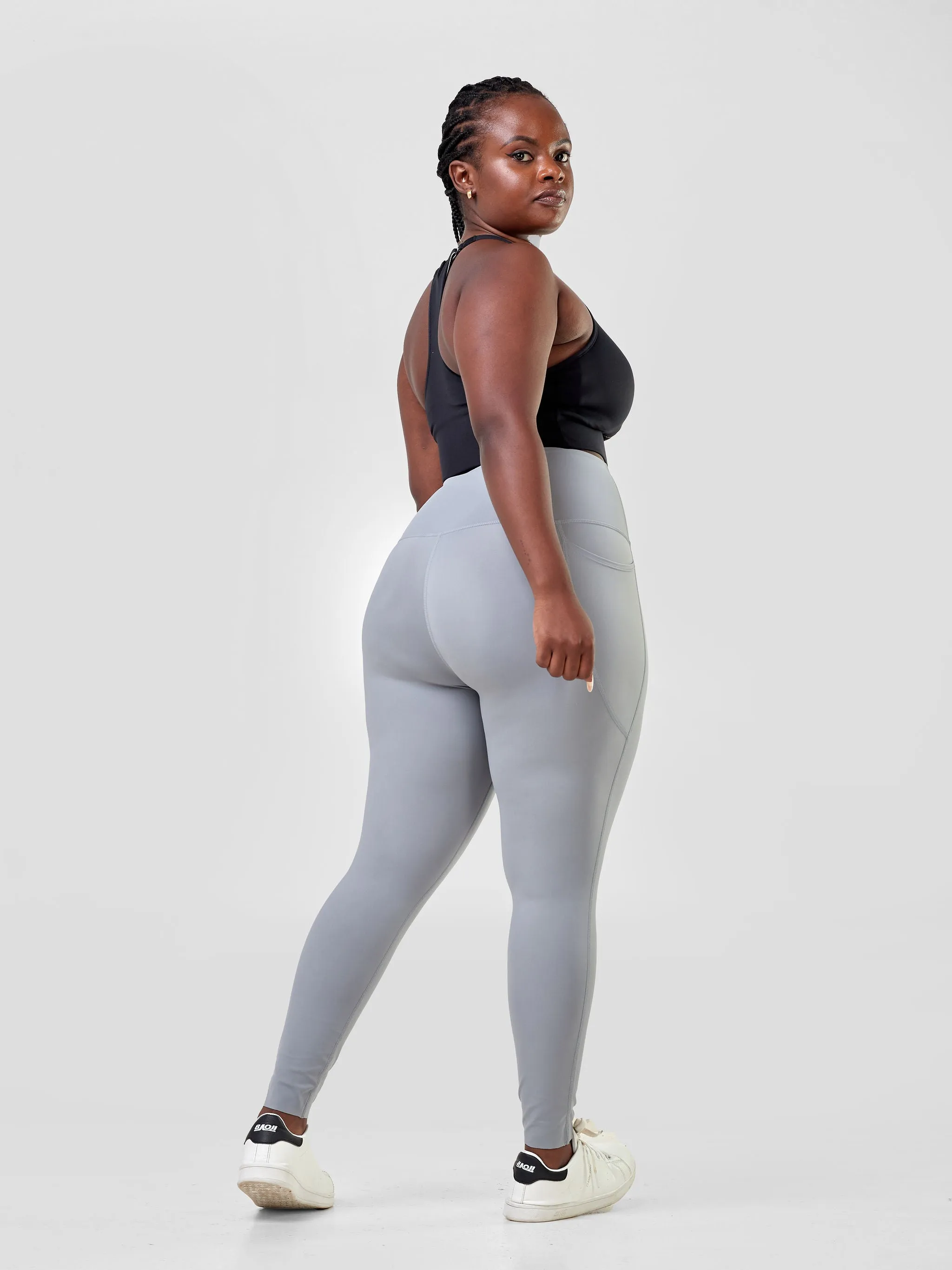 Ava Fitness Basic Double Pocket Leggings - Grey