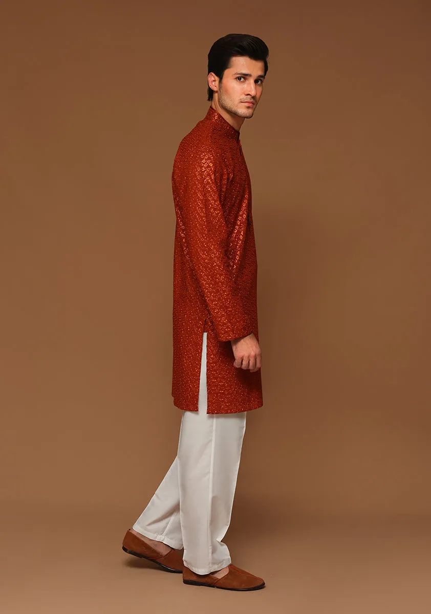 Basic Cotton Umber Slim Fit Kurta