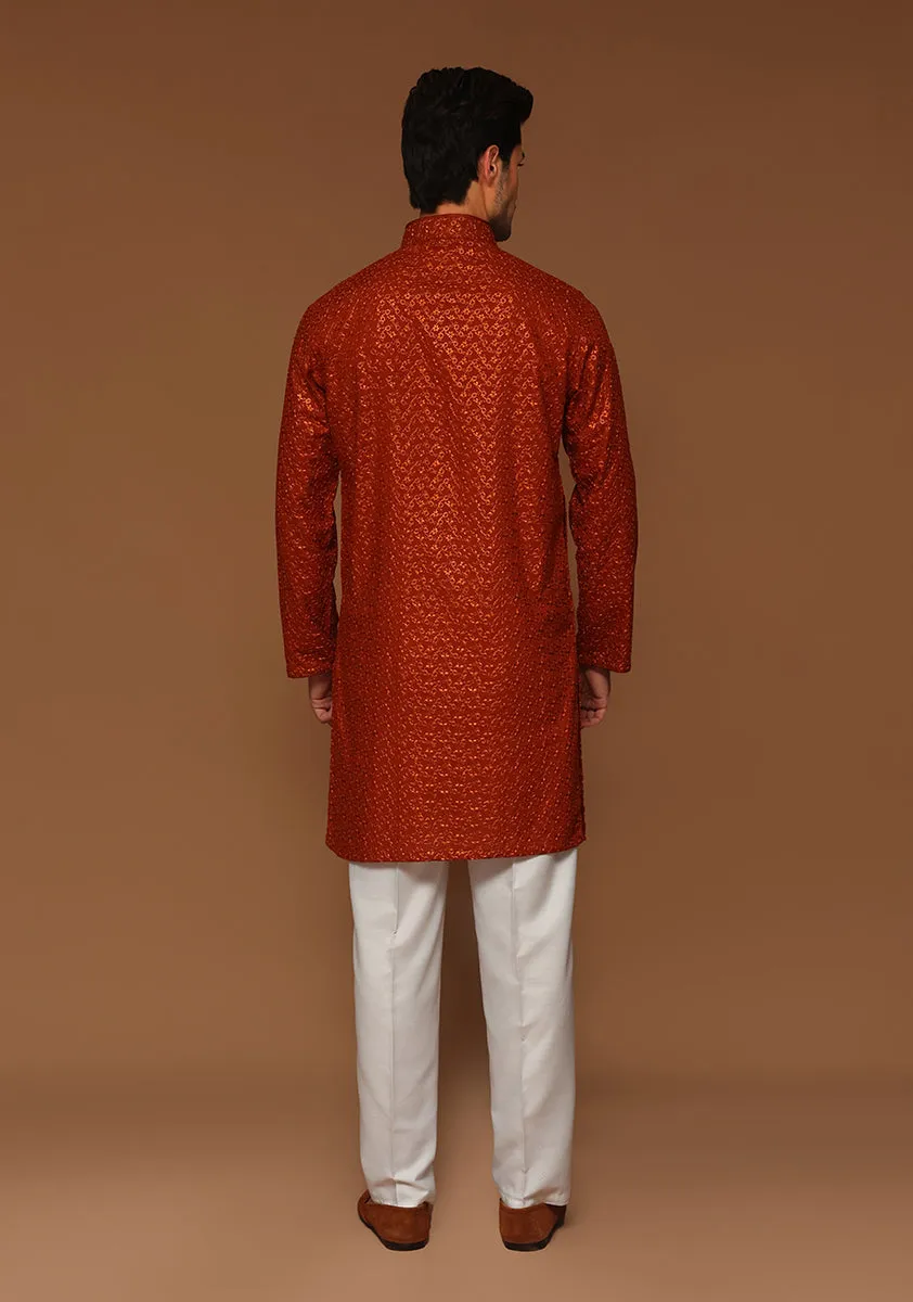 Basic Cotton Umber Slim Fit Kurta