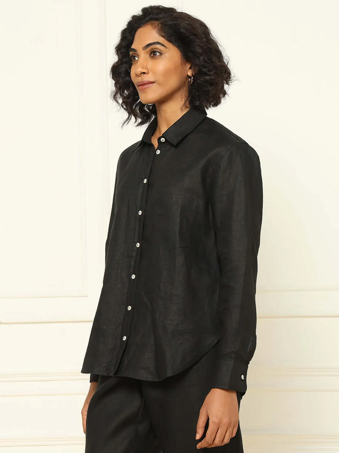 Black Linen Shirt & Tapered Pants