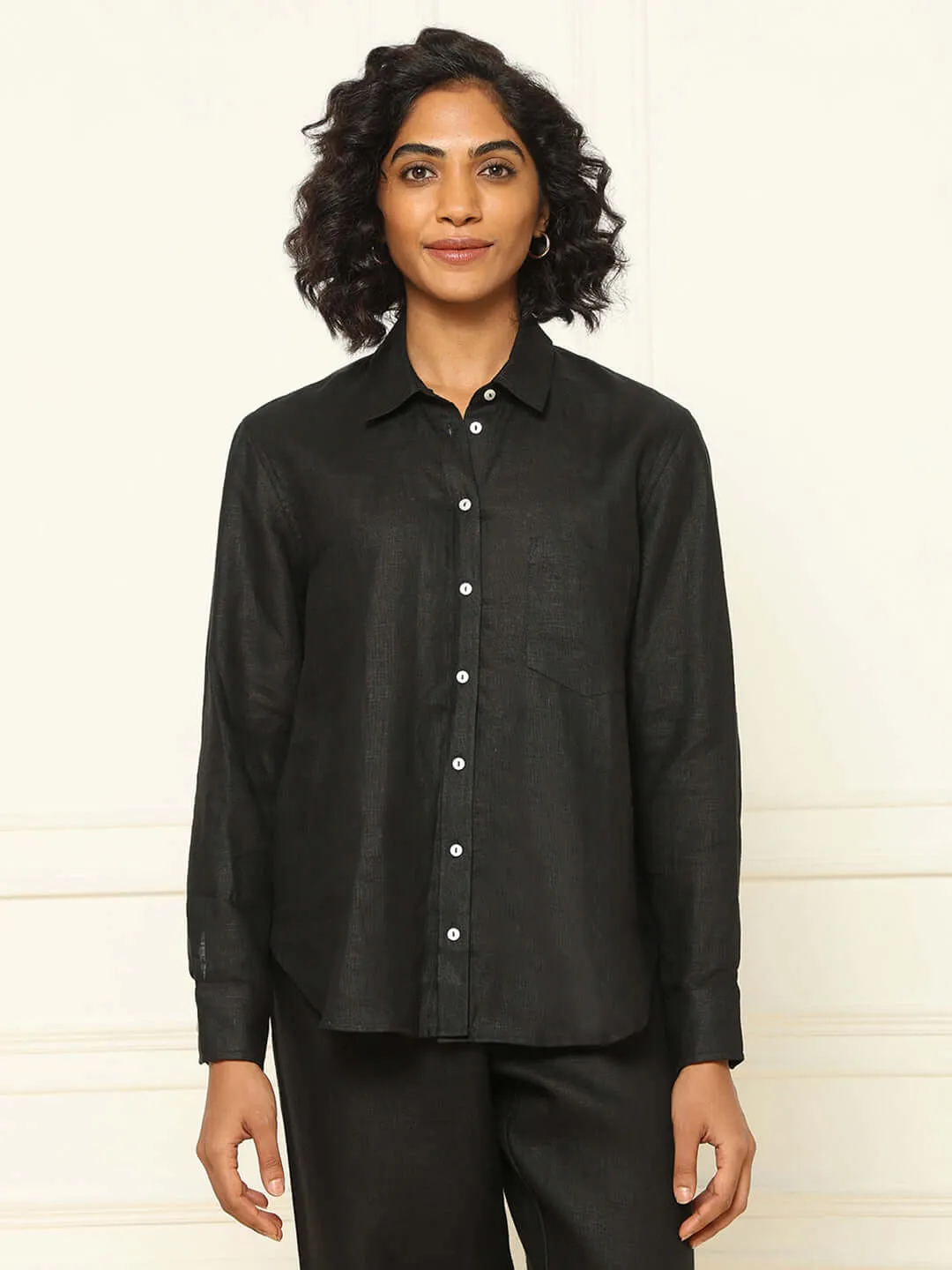 Black Linen Shirt & Tapered Pants