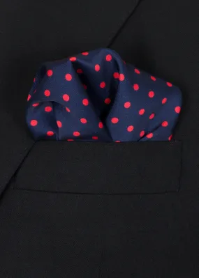 Blue Red Dots Pocket Square