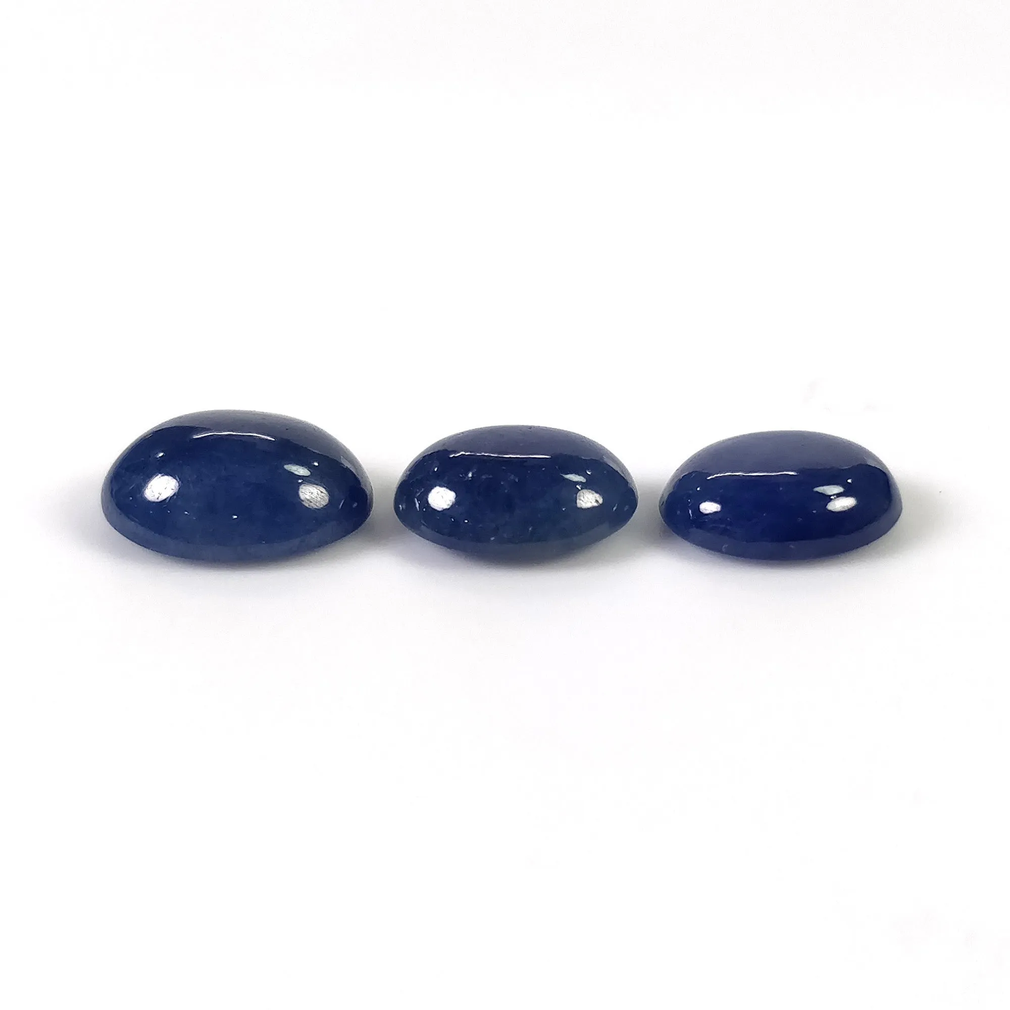 BLUE SAPPHIRE Gemstone Cabochon : 14.80cts Natural Untreated Unheated Blue Sapphire Oval Shape 11*9mm - 12*10mm 3pcs