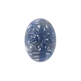 BLUE SAPPHIRE Gemstone Carving : 29.00cts Natural Untreated Unheated Sapphire Hand Carved Oval Shape 25*18mm (With Video)