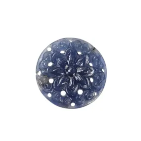 BLUE SAPPHIRE Gemstone Carving : 31.50cts Natural Untreated Unheated Sapphire Hand Carved Round Shape 26mm (With Video)