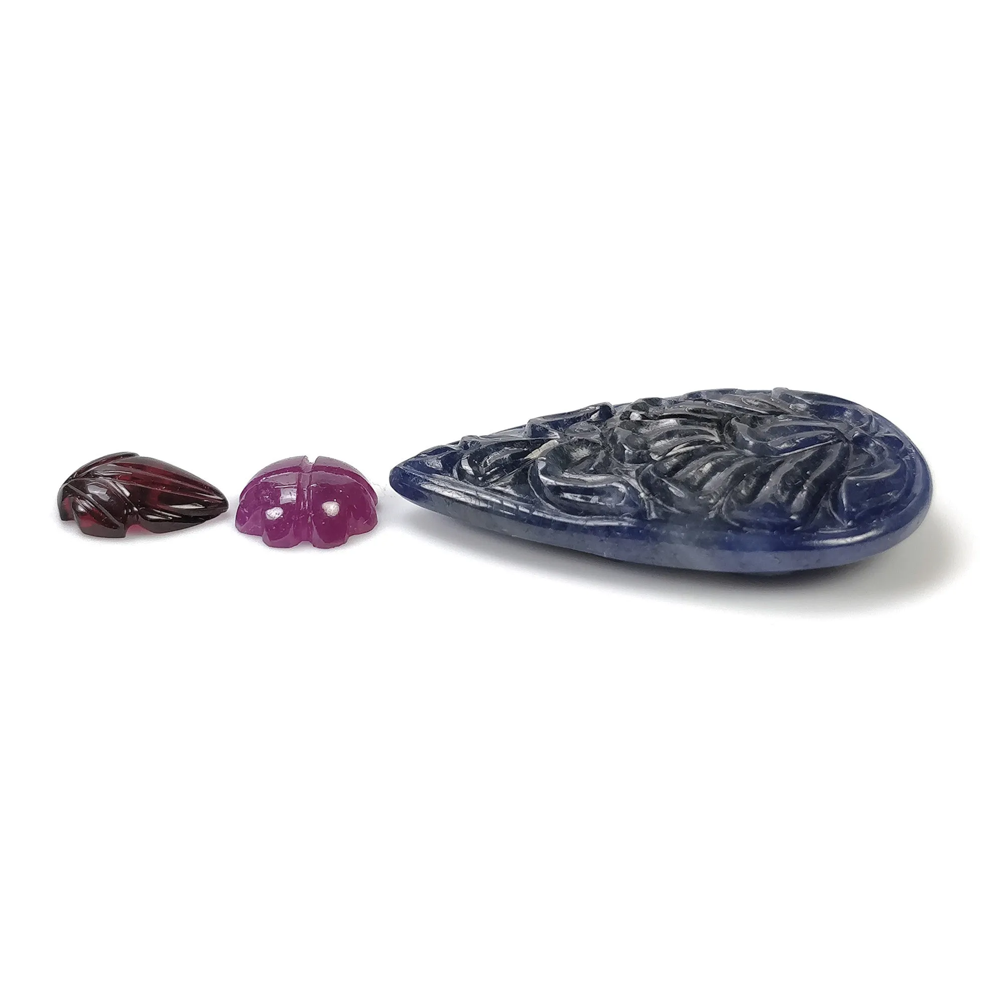 BLUE SAPPHIRE Gemstone Carving : 38.50cts Natural Untreated Unheated Sapphire Both Side Hand Carved Pear Shape 33*20mm (With Video)