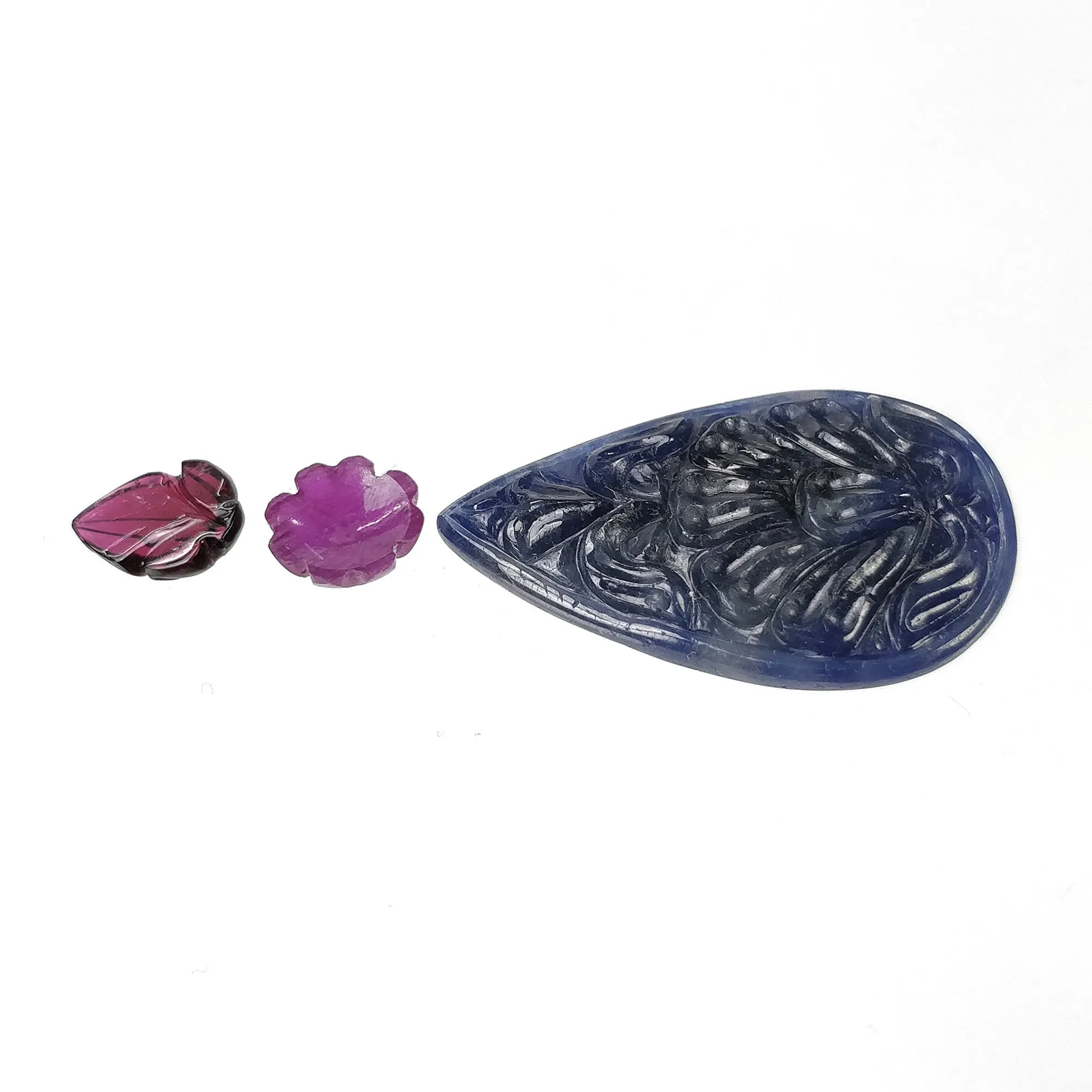 BLUE SAPPHIRE Gemstone Carving : 38.50cts Natural Untreated Unheated Sapphire Both Side Hand Carved Pear Shape 33*20mm (With Video)