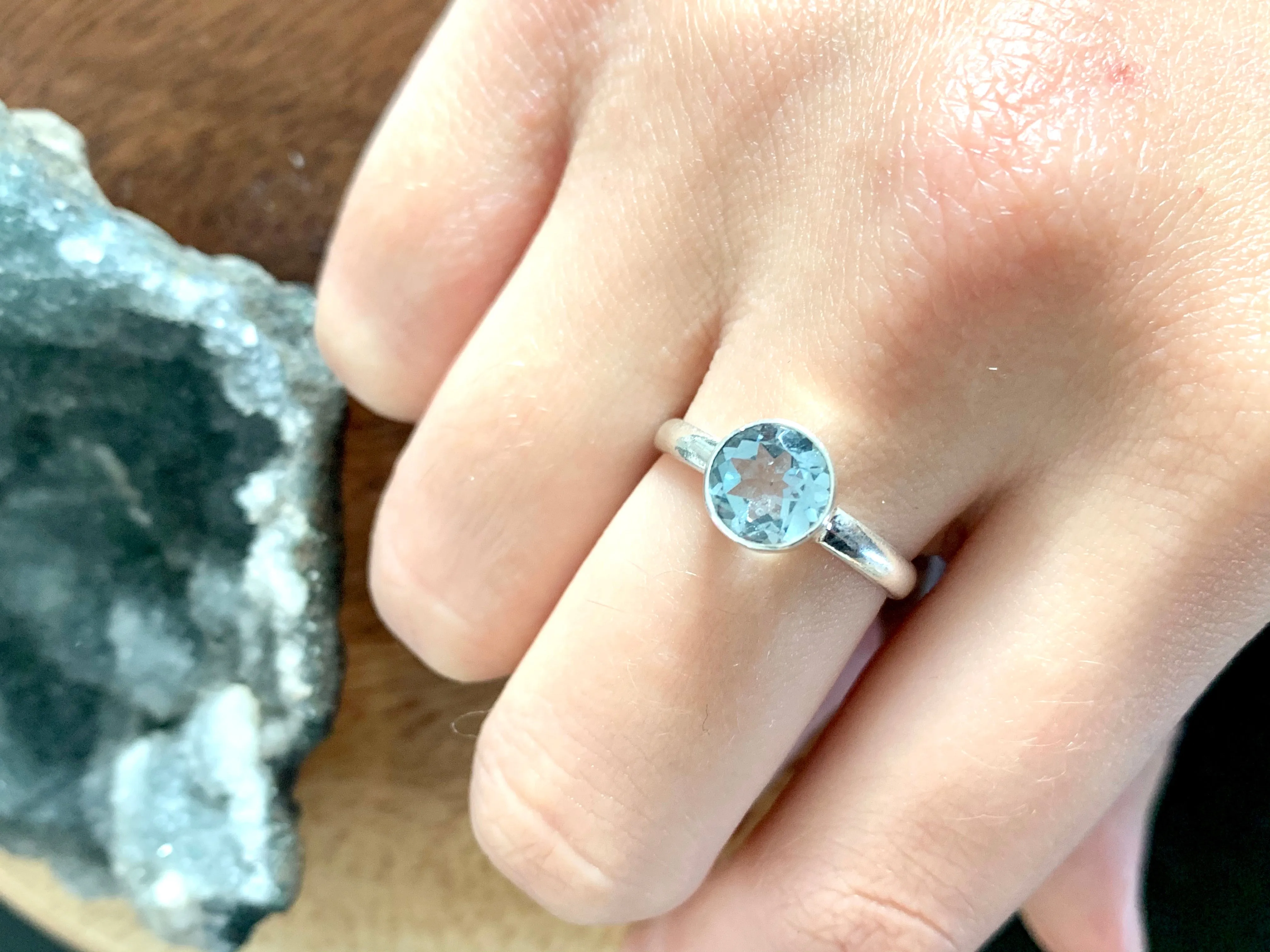 Blue Topaz Akoni Ring - Round