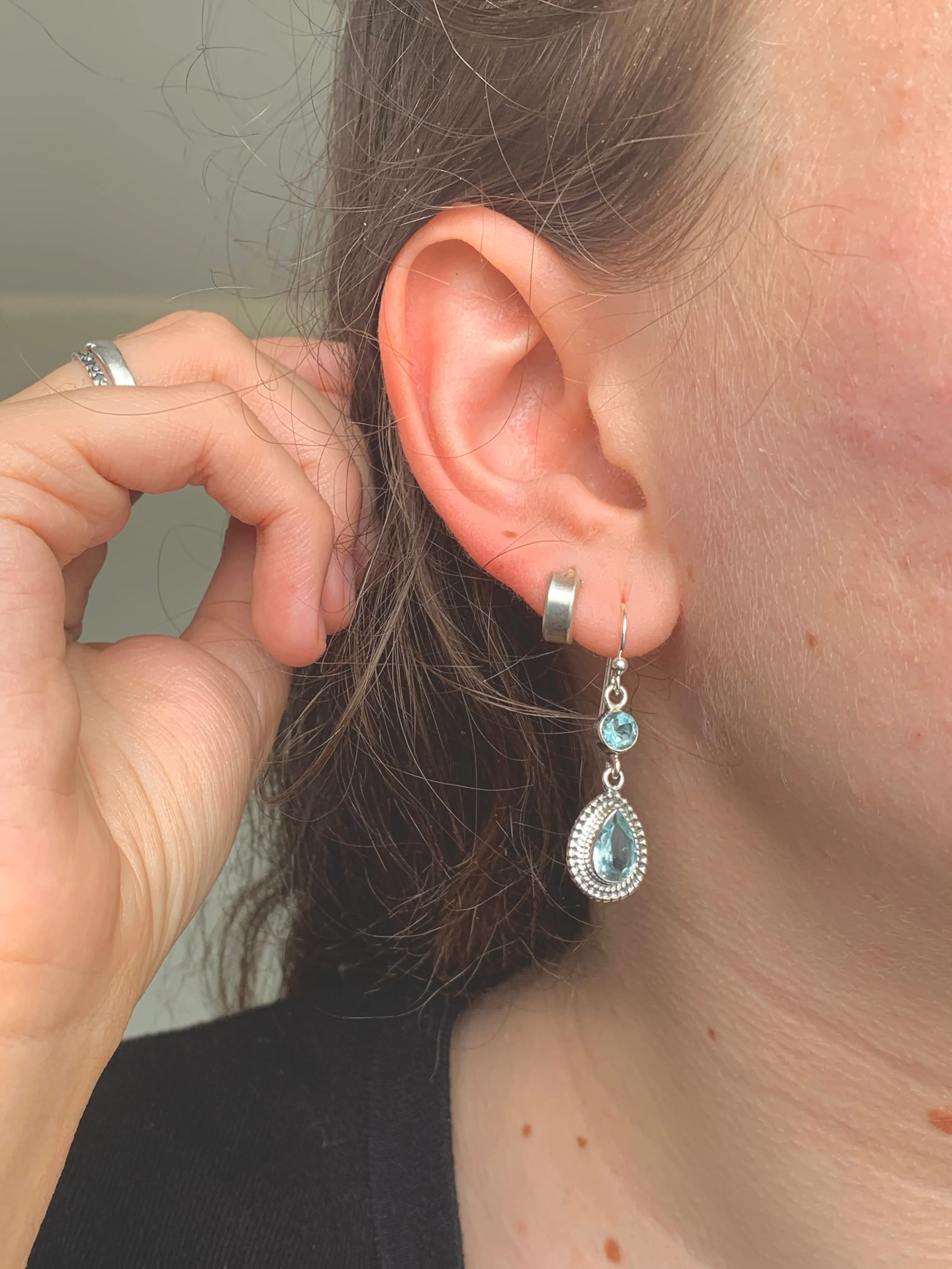 Blue Topaz Cassia Earrings - Double Drop