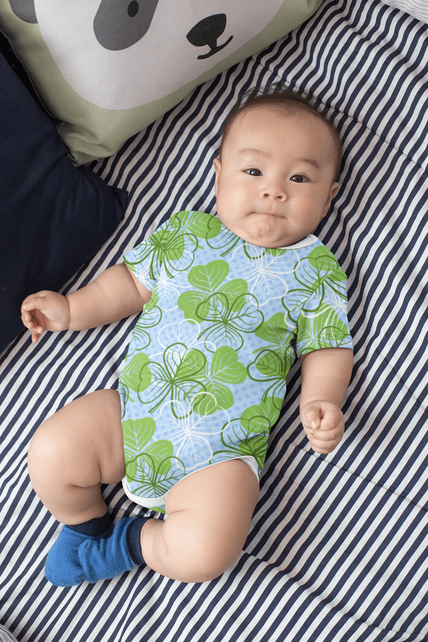 Blue White Clovers Onesie