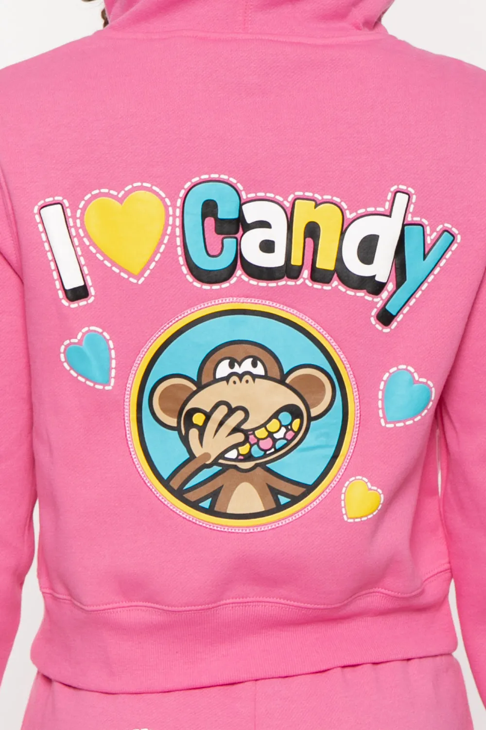 Bobby Jack Zip Up Hoodie & Pants Set - I Love Candy- Pink