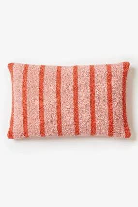 BONNIE AND NEIL BOUCLE CUSHION THIN STRIPE PINK 60CM X 40CM