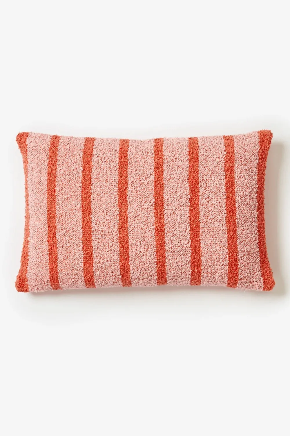 BONNIE AND NEIL BOUCLE CUSHION THIN STRIPE PINK 60CM X 40CM