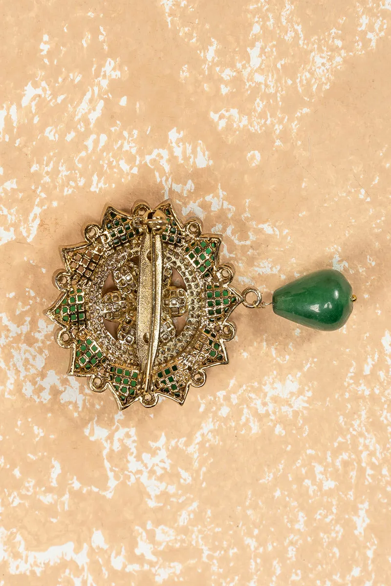 Brooch With Crystal Encrusted At Centre