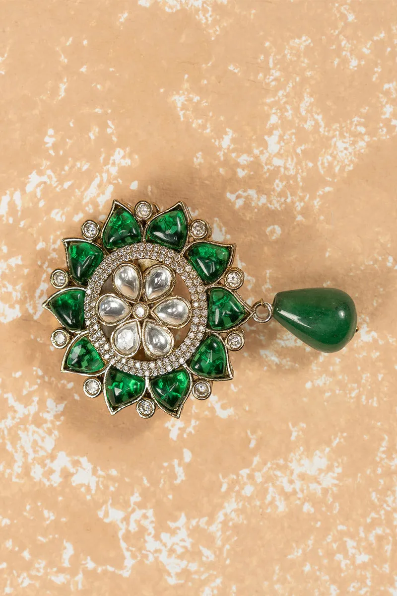 Brooch With Crystal Encrusted At Centre